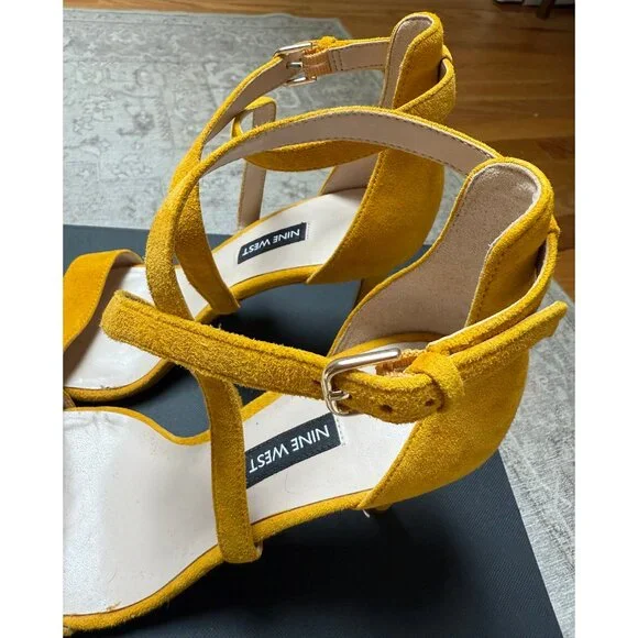 NWOT - Nine West Yellow Suede Strappy Heels – Perfect for Summer - Picture 6 of 7